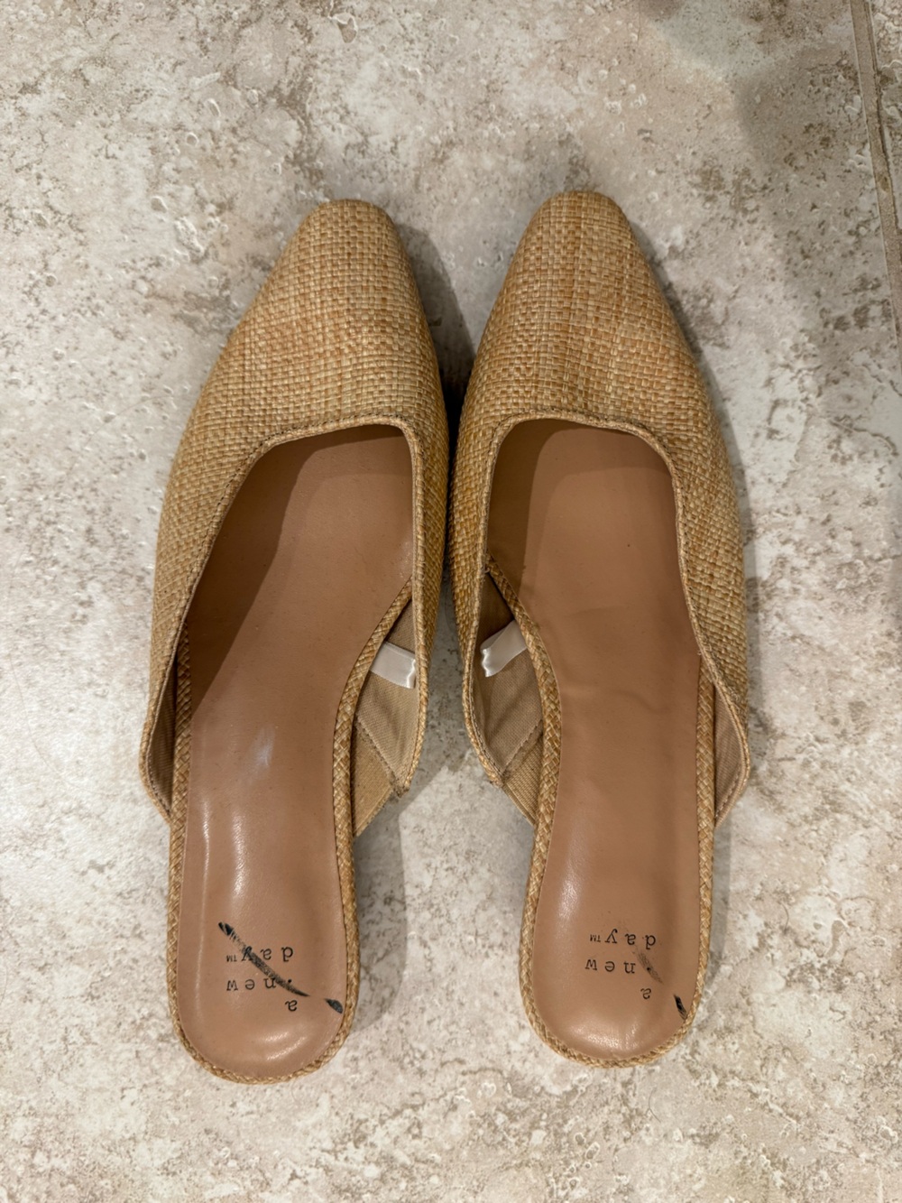 a new day Tan Raffia Pointed-Slingback Flats